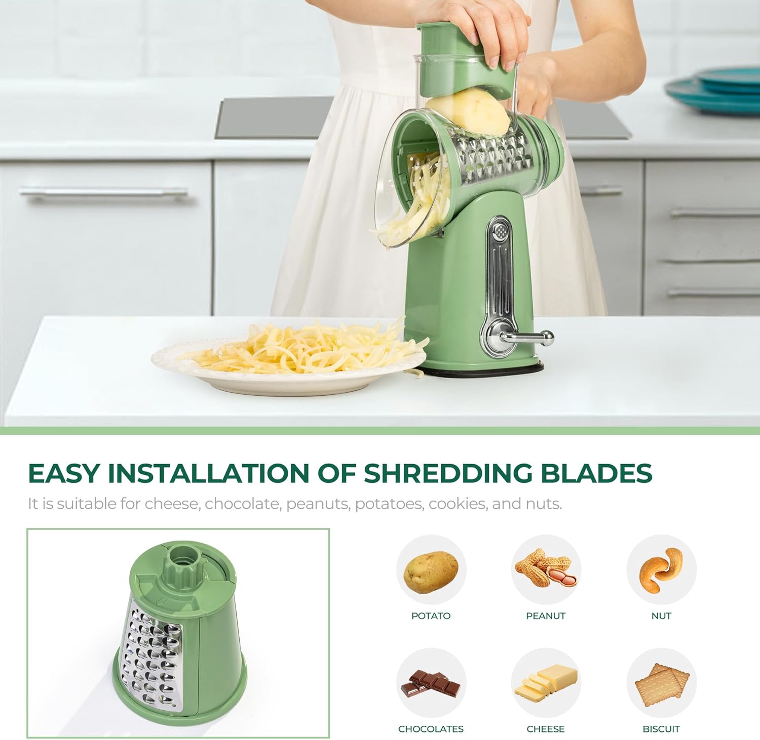 Rotary Cheese Grater with Handle