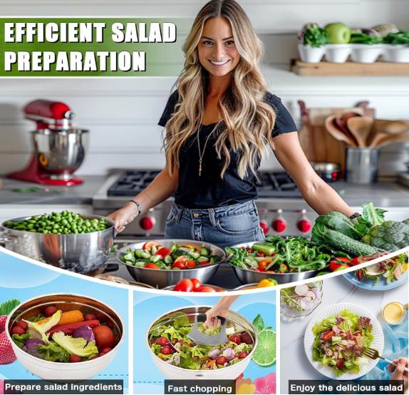 Stainless Steel Salad Cutter Bowl